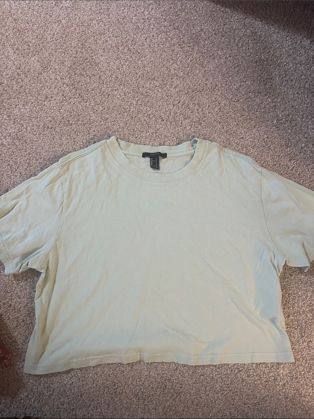Forever 21 Boxy Crewneck Crop Tee - Sage Green